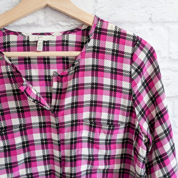 Joie Plaid Silk Blouse Pink Size XS - Picture 4 of 8